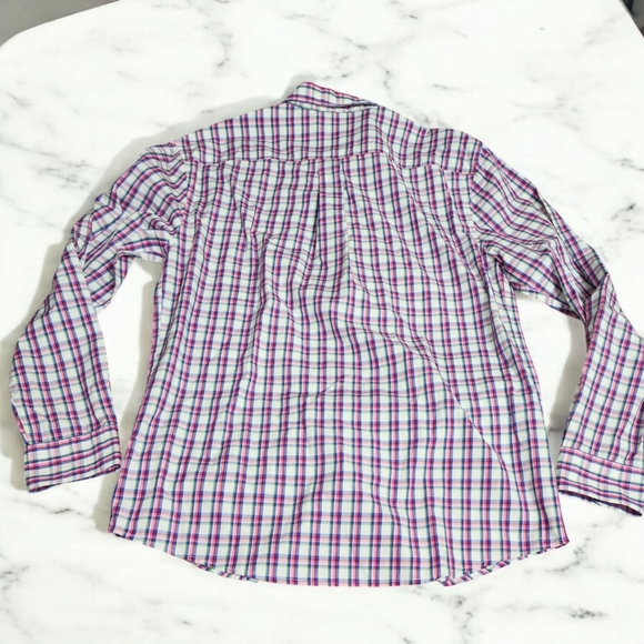 Johnnie-O Men's Size Medium Pink blue plaid shirt - Picture 2 of 8